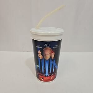 VTG The Fifth Element Plastic Cup Bruce Willis Gary Oldman Sony w Lid No Theater